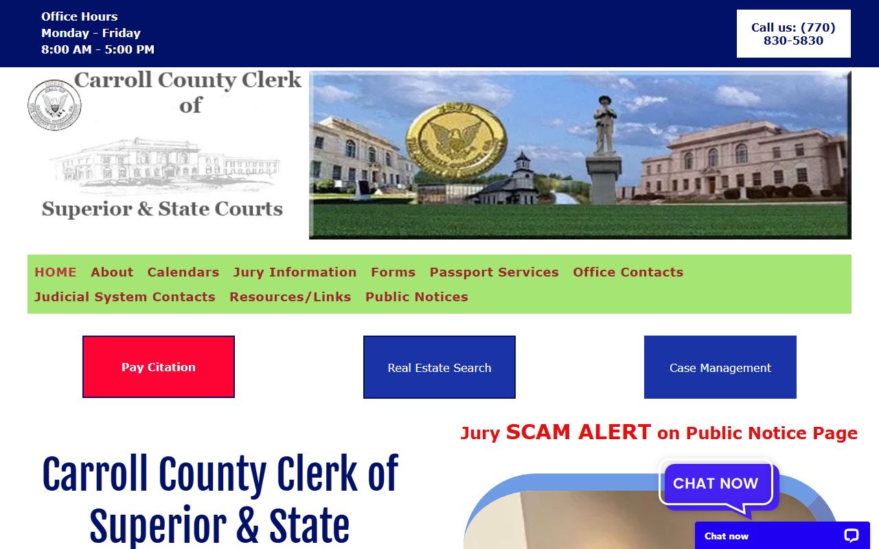 Carroll County court records clerk case access point after jail arrest